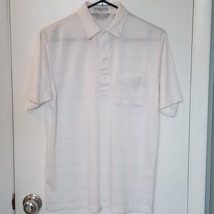 IDLETIME MEN'S WHITE SHIRT with ORANGE and BLUE STRIPES Size Medium